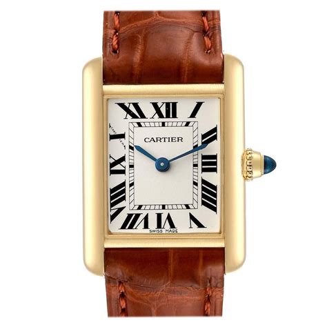 cartier tank gold brown leather